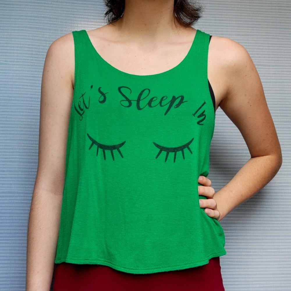 Green "Let's Sleep" Tank Top